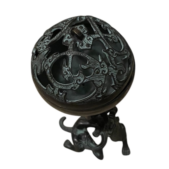 Chinese Bronze Copper Immortal Riding Dragon Statue Hand Carved Boshan Furnace - Picture 8 of 13